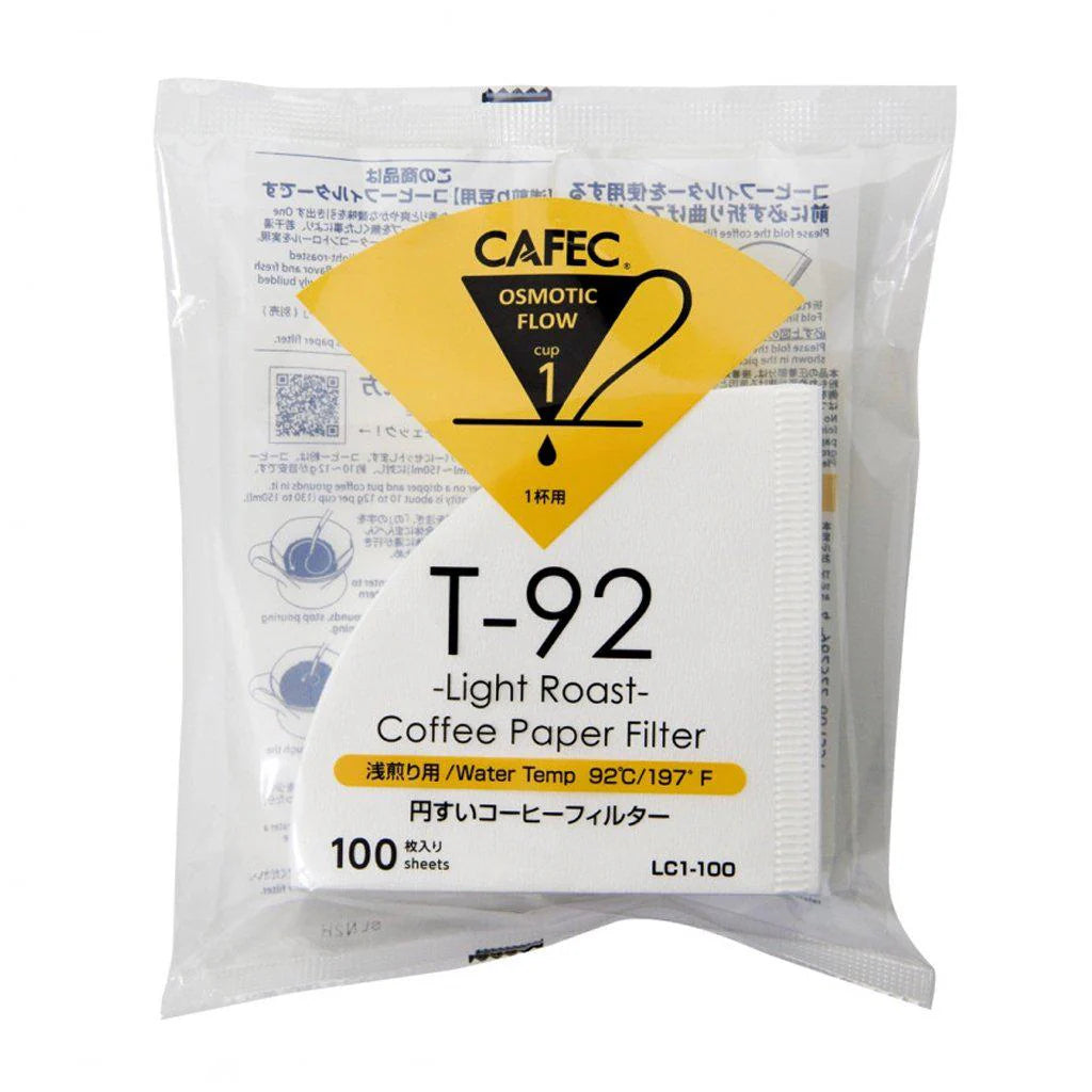 CAFEC T-92 1-Cup Light Roast Cone Paper Coffee Filter | V60 01 size | 100pcs