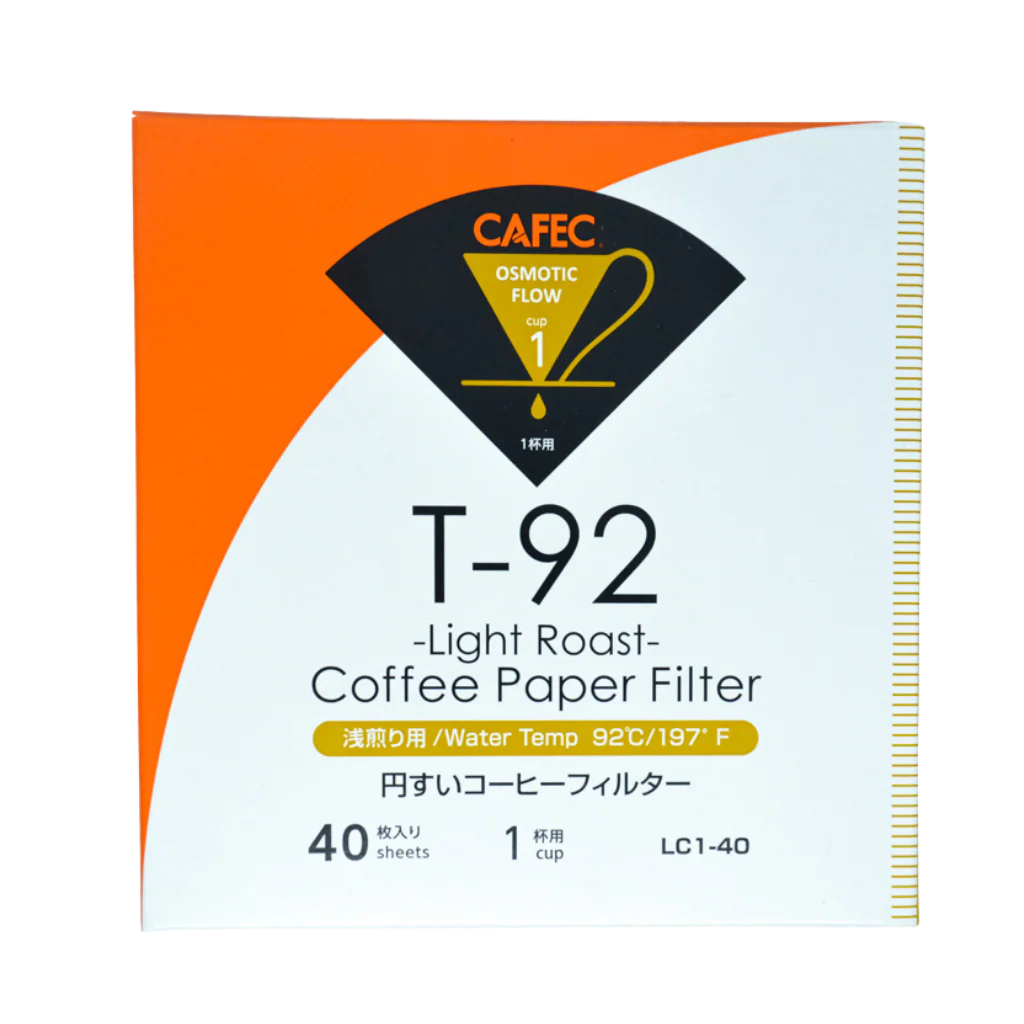 CAFEC T-92 1-Cup Light Roast Cone Paper Coffee Filter | V60 01 size | 40pcs