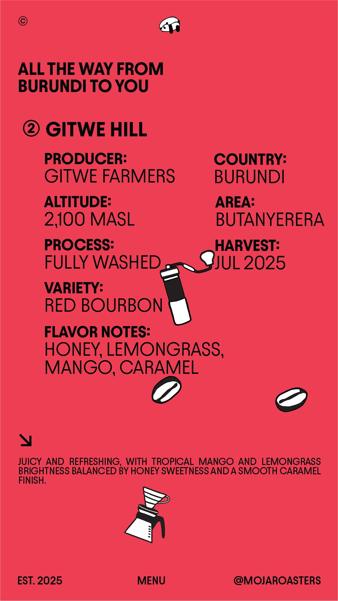 BURUNDI - GITWE HILL - RED BOURBON - WASHED