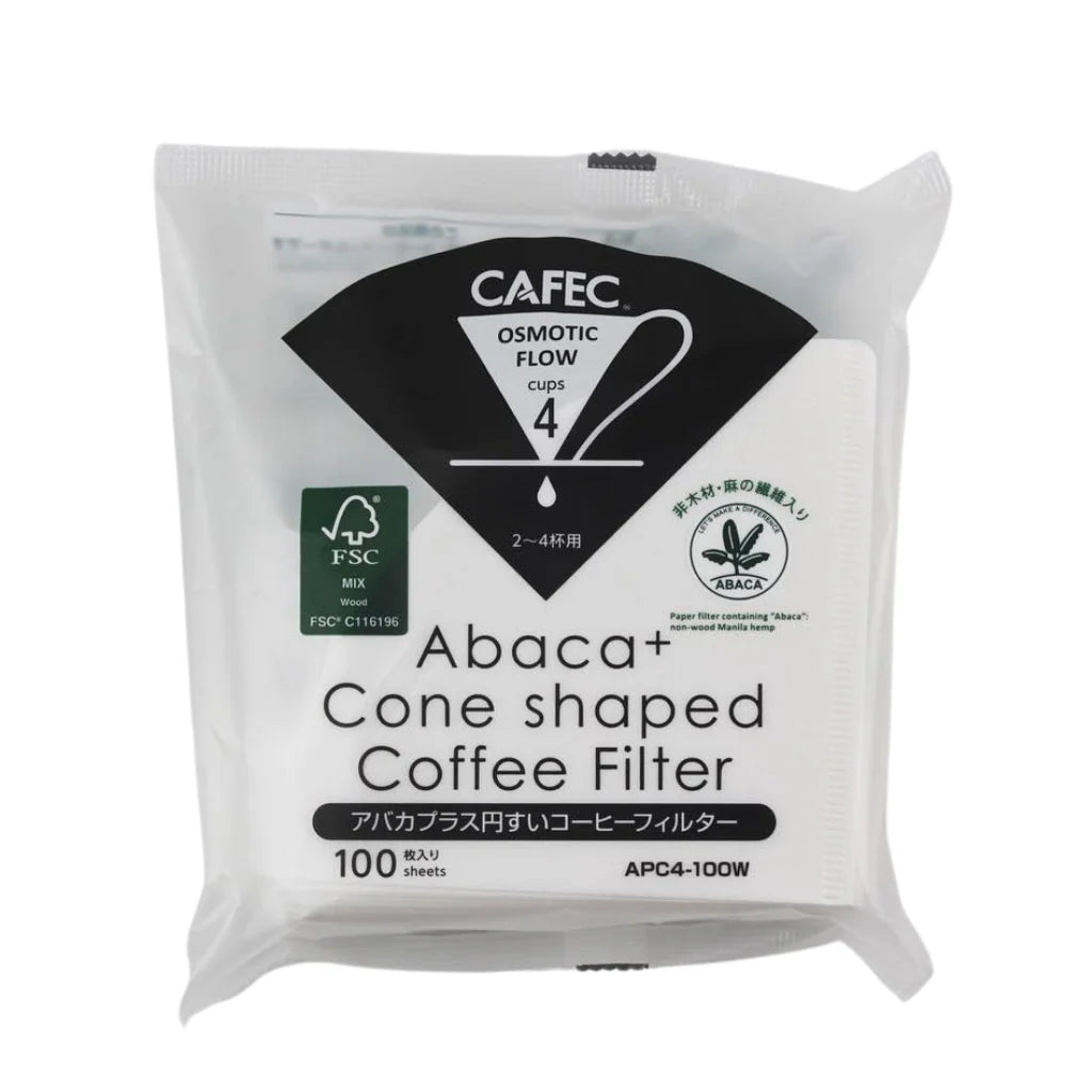 CAFEC Abaca Plus 4-Cup Cone Paper Coffee Filter | V60 02 size | 100pcs